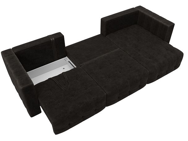 Диван угловой Лига-052 НПБ Лонг угол универсальный Велюр коричневый - Вид 8