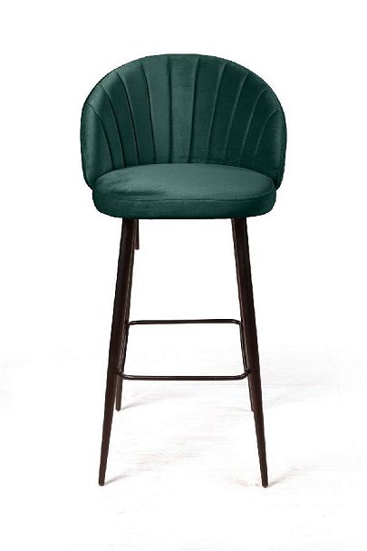 Стул барный Mont Blanc, бархат изумрудный 87 / черный конус - Вид 2