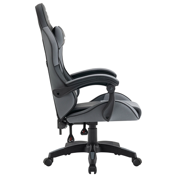 Кресло компьютерное DEFENDER "Strider", 2 подушки, ткань/экокожа, черное/серое, 64056 - Вид 5