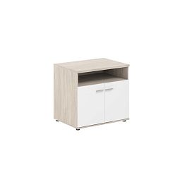 Тумба сервисная 802х600х750 с нишей, 2 фасадами  / корпус: дуб светлый; фасады: белый Сигма / Sigma - Фото предпросмотра
