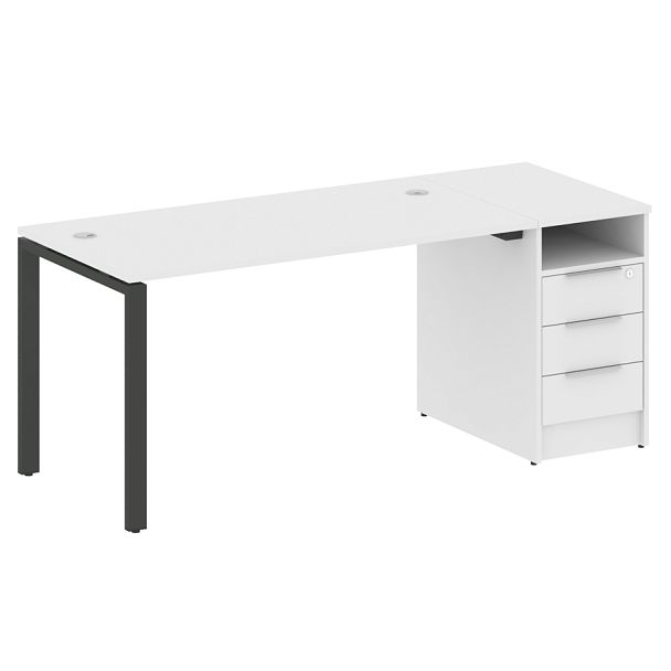 Metal System Р. ст. с тумбой на П-образном м/к БП.РС-СТП-1.3 Белый/Антрацит металл 1812*720*750 - Вид 1