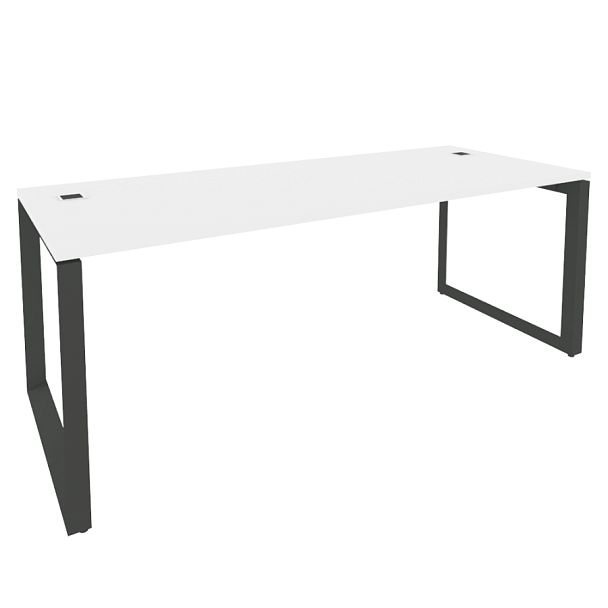 Onix Direct Стол рабочий руководителя на О-образном м/к O.MO-SRR-6.8 Белый бриллиант/Антрацит металл 1980*800*750 - Вид 1