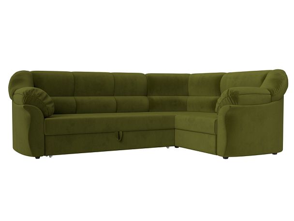 Диван угловой Карнелла правый (полностью микровельвет зеленый) - Вид 1