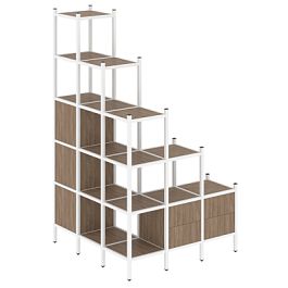 Loft Угловой внешний стеллаж наборный VR.L-59 Дуб аризона/Белый металл 1278*1278*2280 - Фото предпросмотра