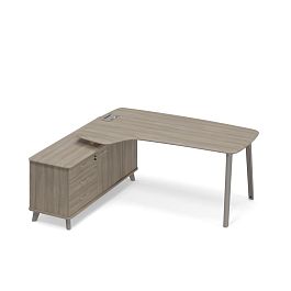 Стoл руководителя левый (тип 4) эргономичный с тумбой Time metal ТМ М1 121 МП ВЛ ВЛ вяз либерти - Фото предпросмотра