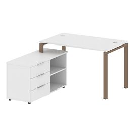 Metal System Р. ст. с тумбой на П-образном м/к БП.РС-СТС-2.2 (L) Белый/Мокко металл 1300*1520*750 - Фото предпросмотра