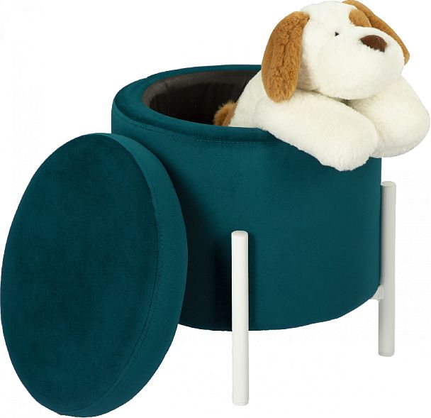 Пуф Кен с местом для хранения Изумрудный велюр Confetti izumrud/белый - Вид 3