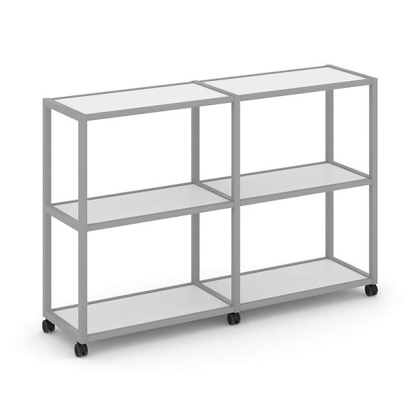 Shelf Mobile Стеллаж 3 уровня 2 секции VR.LT-STK-311.06 Белый Бриллиант/Металл Серый 1170*400*1046 - Вид 1