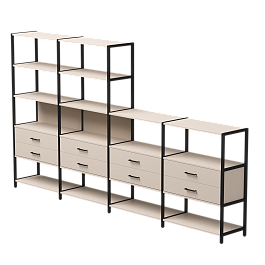 Набор стеллажных систем №13 Everprof EVO 3245x385x1840 Кашемир/Черный - Фото предпросмотра