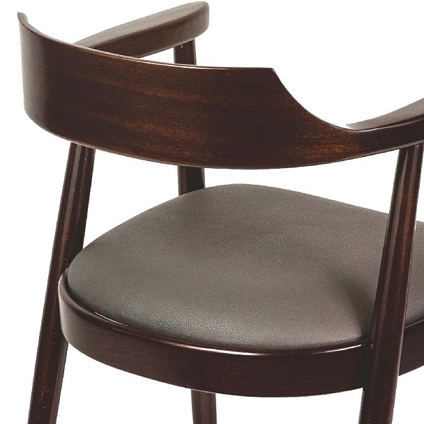 Комплект деревянных стульев с подлокотниками Боэн темный орех/коричневая экокожа, 4 шт. - Вид 8