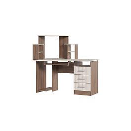 СТОЛ КОМПЬЮТЕРНЫЙ №1 (1,3х1,3х0,8) шимо темный/шимо светлый - Фото предпросмотра