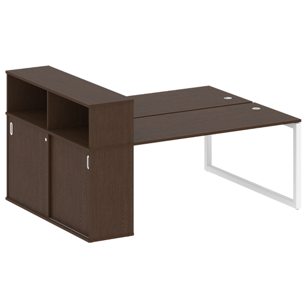 Metal System Quattro Р. ст. с шкафом-купе на О-образном м/к 50БО.РС-СШК-2.4 Т Венге/Белый металл 2010*1475*1098 - Вид 1