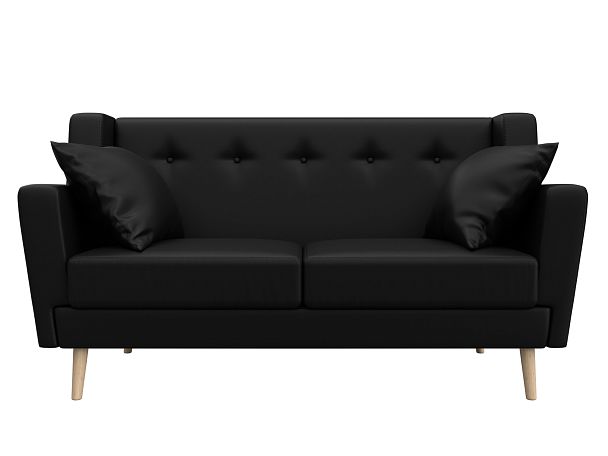 Прямой диван Брайтон 2 (полностью экокожа черная) - Вид 2