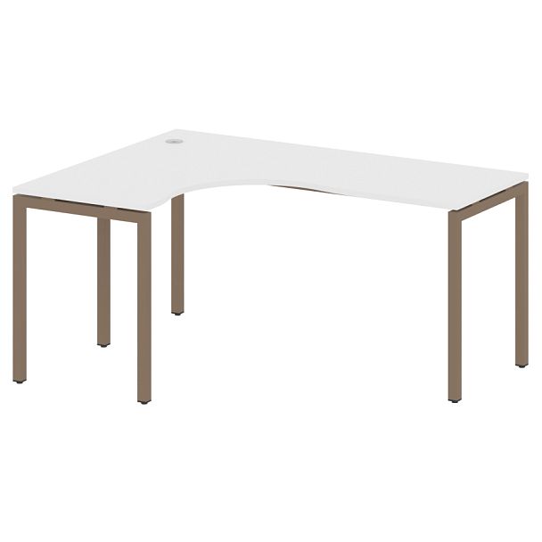 Metal System Quattro Стол криволинейный левый на П-образном м/к 40БП.СА-4 (L) Белый/Мокко металл 1600*1200*750 - Вид 1