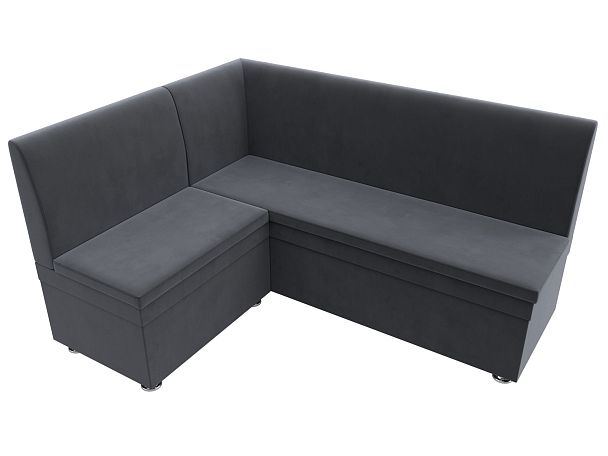 Кухонный угловой диван Уют левый (полностью велюр серый) - Вид 5