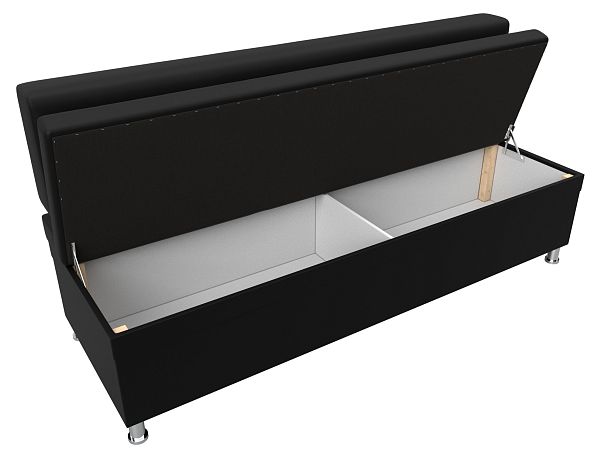 Кухонный прямой диван Стайл (полностью экокожа черная) - Вид 7