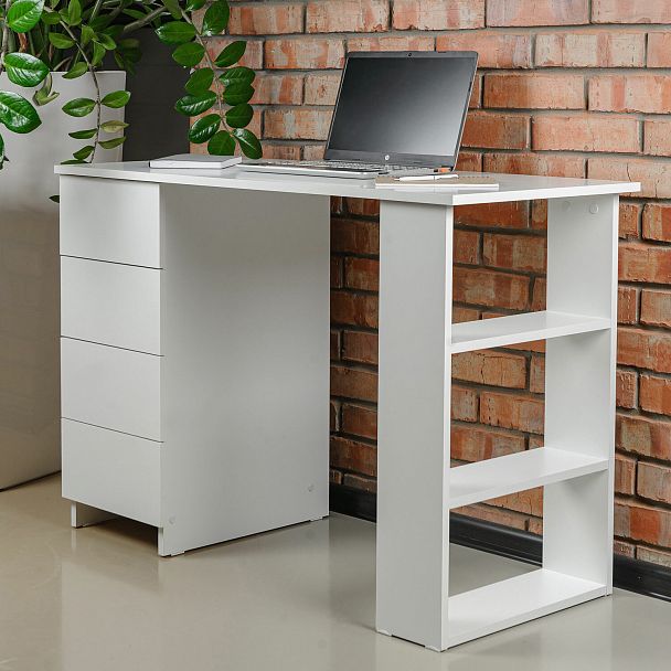 Стол письменный/компьютерный BRABIX "Scandi CD-016", 1100х500х750 мм, 4 ящика, белый, 641891, ЦБ013707-1 - Вид 12