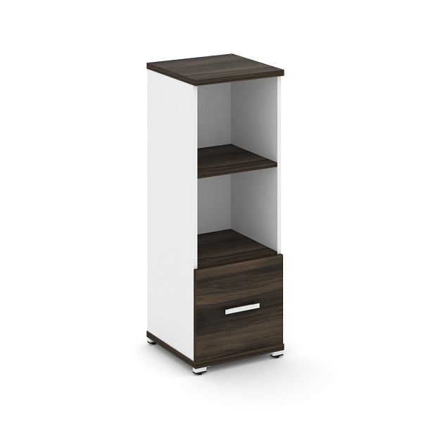 Concept Шкаф 1 узкая секция, 3 ниши CN.STU-311 W Дуб Мали/Белый Бриллиант/Металл Белый 420*420*1186 - Вид 1