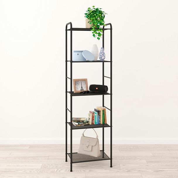 Стеллаж на металлокаркасе "Валенсия-15", 455х300х1555 мм, 5 полок, черный, СТВ15 Ч - Вид 4