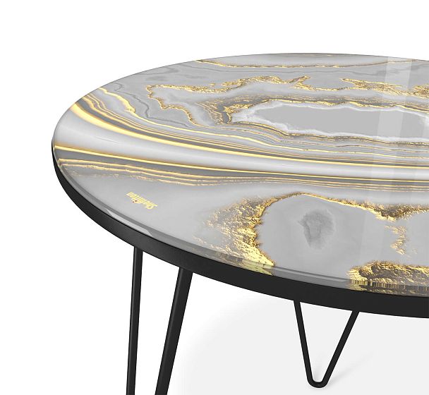 Столик журнальный Sheffilton SHT-CT27 золотистый пепел/черный муар - Вид 5