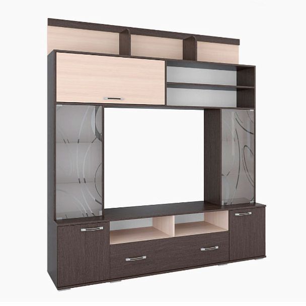 Гостиная Оскар-18 центральная секция ОГЦС-2 (2100х1900х430) дуб сонома/венге - Вид 1