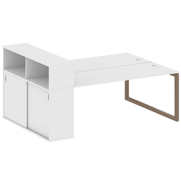 Metal System Quattro Р. ст. с шкафом-купе на О-образном м/к 50БО.РС-СШК-2.5 Т Белый/Мокко металл 2210*1475*1098 - Вид 1