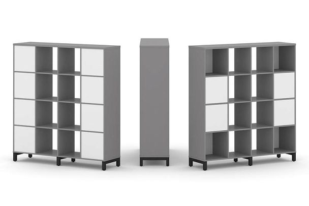 Стайл Проджект Набор стеллажа одностороннего, 4 яруса SN.NS-441 Серый Пепел/Белый/Металл Черный 1488 - Вид 1