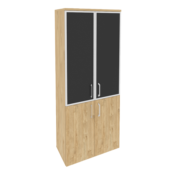 Onix Шкаф высокий широкий O.ST-1.2 R black Тиквуд светлый/Стекло black 800*420*1977 - Вид 1
