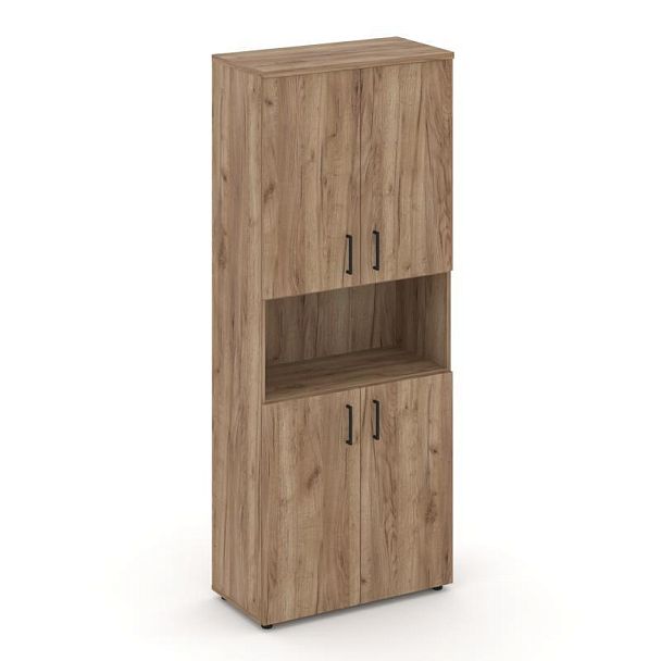 Стайл Проджект Шкаф высокий широкий SN.STS-107 Дуб Табак/Черный Ручки 796*400*1982 - Вид 1