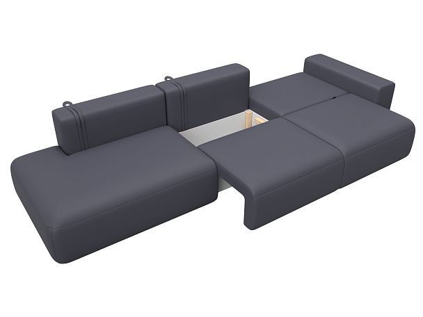 Диван прямой Лига-036 НПБ Модерн Лонг подлокотник справа Экокожа серый - Вид 8