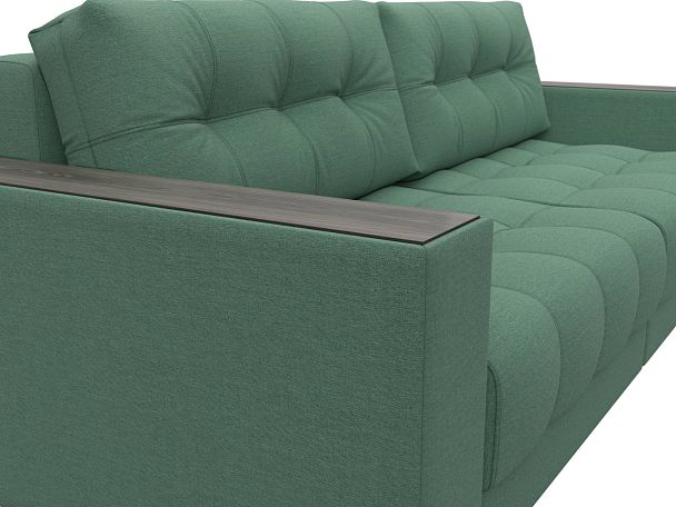Диван прямой с декором Лига-049 НПБ Рогожка зеленый - Вид 4