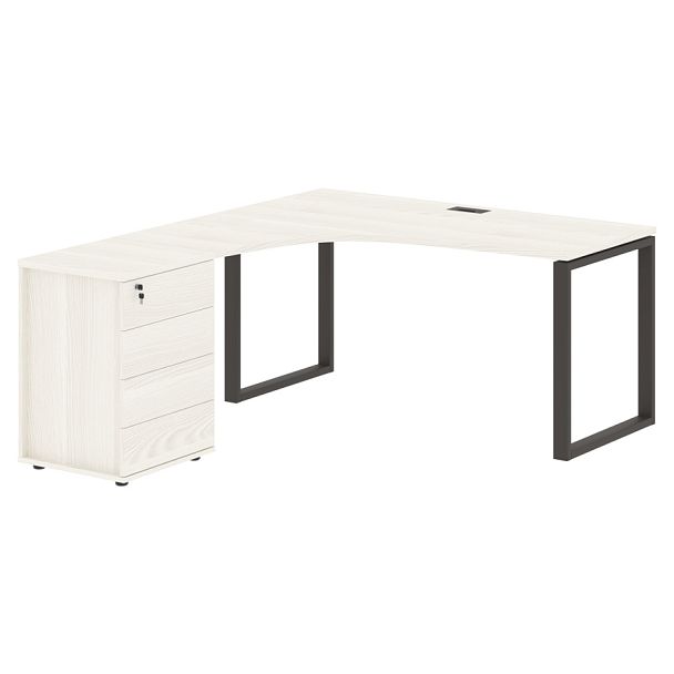 Стол эргономичный с тумбой EQCET 1518(L) Ясень Траун/Мокко 1560х1880х750 EDIS - Вид 1