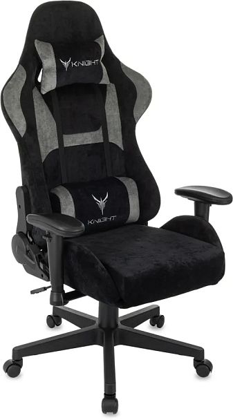 Кресло игровое Knight Flame черный/серый крестов. пластик - Вид 1