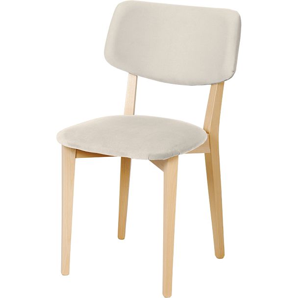 Стул деревянный с мягким сиденьем Мэти Натуральный/Кремовый велюр - Вид 1