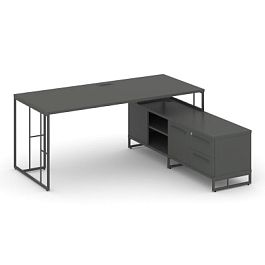 Rift Direct Стол руководителя на опорной тумбой RF.SRT-25 (R) Антрацит/Металл Антрацит 1780*1600*750 - Фото предпросмотра
