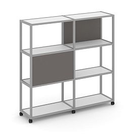 Shelf Mobile Стеллаж 4 уровня 2 секции VR.LT-STK-412.08 Белый Бриллиант/Металл Серый/W-26 1570*400*1523 - Фото предпросмотра