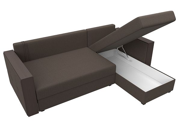 Диван угловой Валенсия Лайт правый угол Рогожка коричневый - Вид 9
