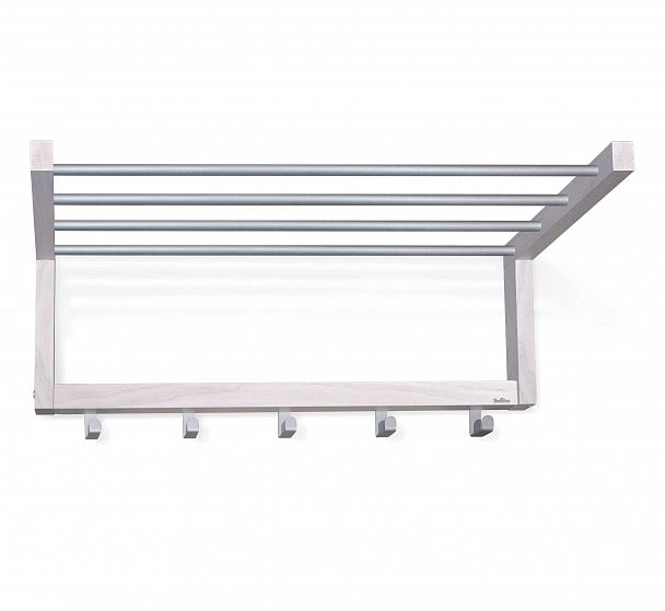 Вешалка деревянная Альберо SHT-WH4 настенная беленый/алюм.мет - Вид 4