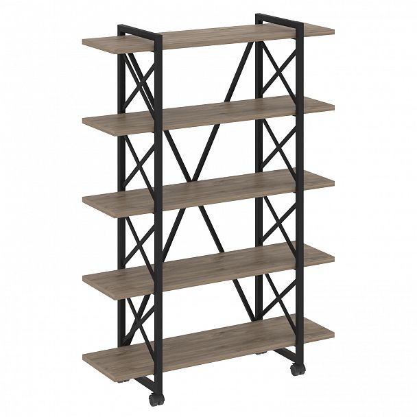 Стеллаж на колесах "Loft" VR.L-MST.K-5.8V тиквуд темный/черный - Вид 1