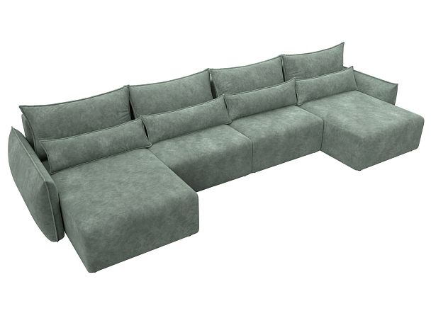 Диван П-образный Лига-051 НПБ Лонг Велюр зеленый - Вид 6