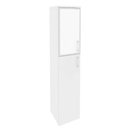 Onix Шкаф высокий узкий левый O.SU-1.7 R (L) white Белый бриллиант/Стекло white 400*420*1977 - Фото предпросмотра