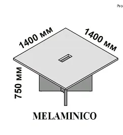 Elite Квадратный стол для переговоров 140x140 см (меламин) 174116 Чёрный тополь PIOPPO MORO Cod. 63 Elite кабинет руководителя  черный - Фото предпросмотра