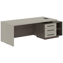 Стол руководителя с тумбой VCT 2390(R) Аметист/Черный матовый/Дуб Сильвер 2300х900х750 VELION - Фото предпросмотра