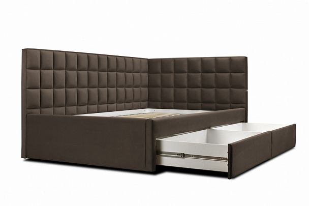 Кровать «Юник» с ящиками 1200, коричневый - Вид 2