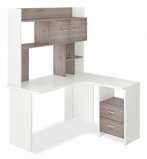 Стол компьютерный Домино Лайт СКЛ-Угл130+НКЛХ130 Белый/Нельсон правый - Вид 1