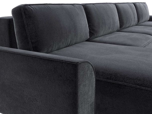 Диван п-образный Лига-048 НПБ лонг Велюр серый - Вид 4