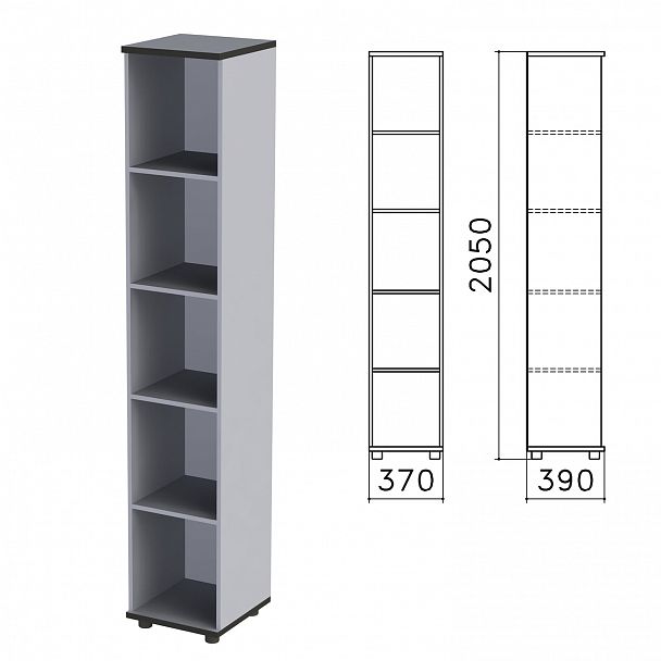 Шкаф (стеллаж) "Монолит", 370х390х2050 мм, 4 полки, цвет серый, КМ45.11 - Вид 2
