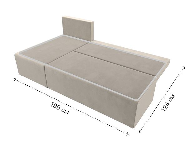 Угловой диван Поло левый (полностью микровельвет бежевый) - Вид 10