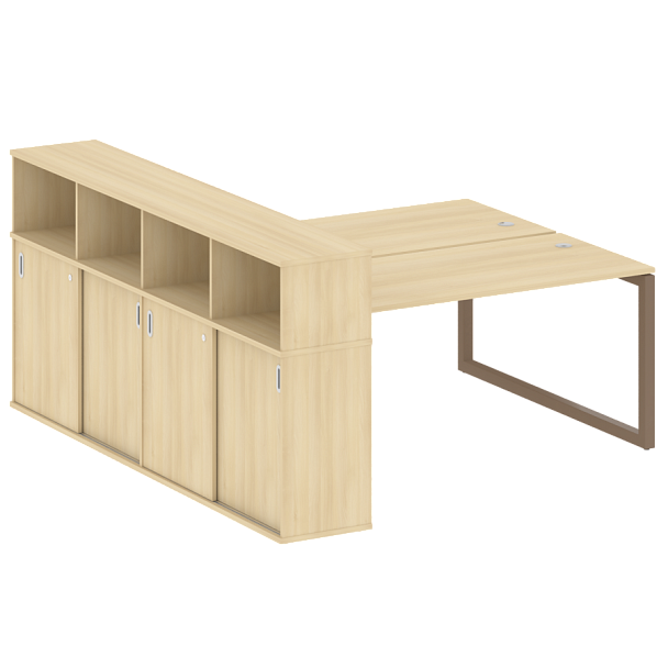 Metal System Quattro Р. ст. с шкафом-купе на О-образном м/к 50БО.РС-СШК-4.4 Т Акация/Мокко металл 2010*2332*1098 - Вид 1