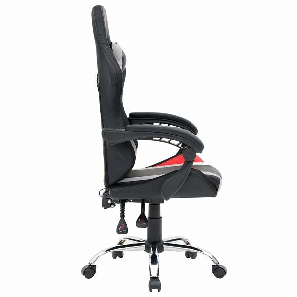 Кресло компьютерное CROMEX "Quantum GM-155 RGB", подсветка, две подушки, экокожа, черное/красное/серое, 532955 - Вид 5